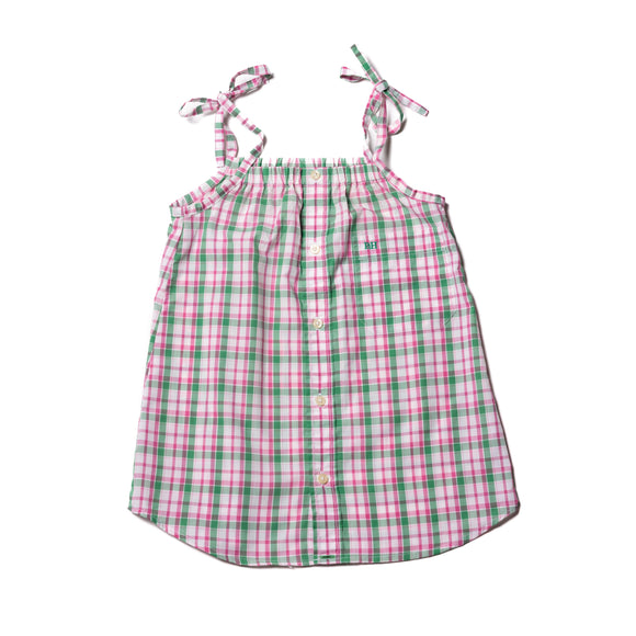 Strap Dress | Green & Pink - Little Boomerang