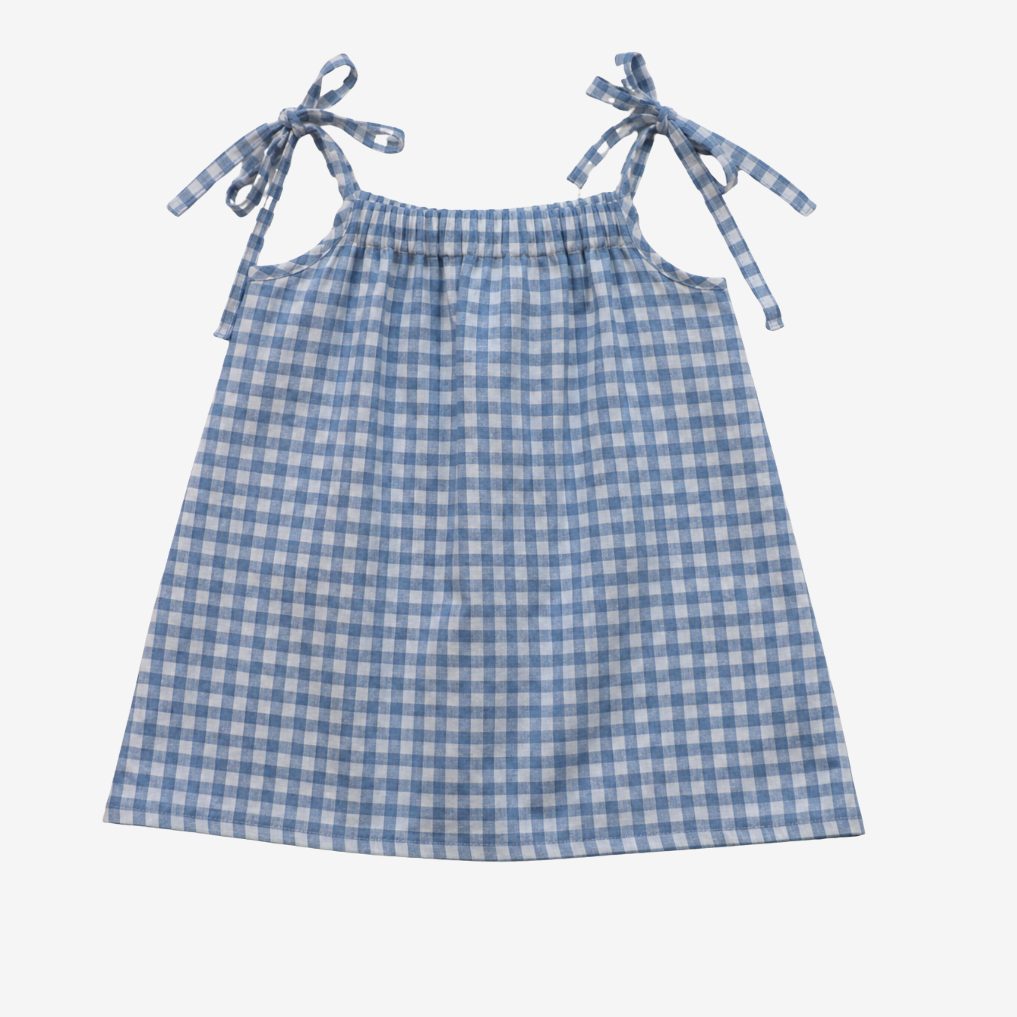 Strap Dress | Blue Linnen Checks | 5-6Y