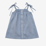 Strap Dress | Blue Linnen Checks | 5-6Y