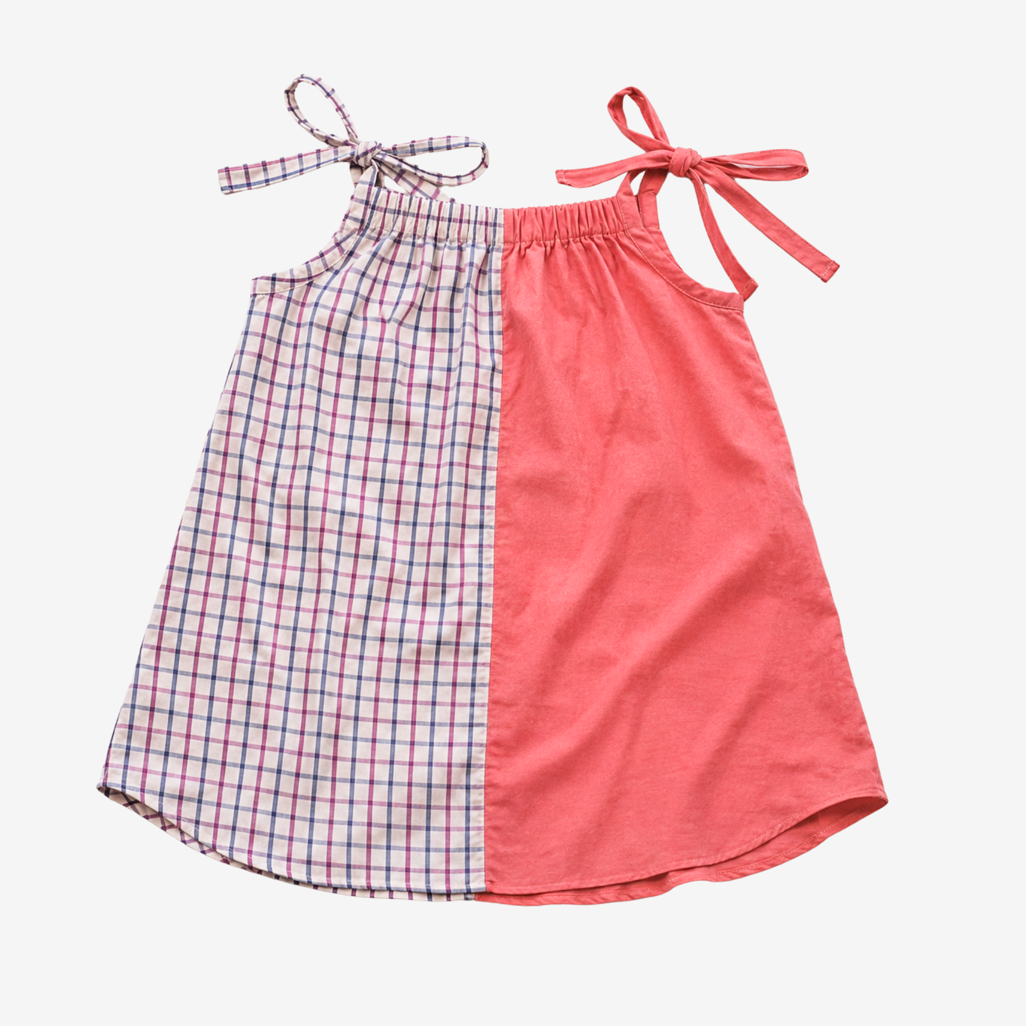 Strap Dress | Coral & White | 5-6Y