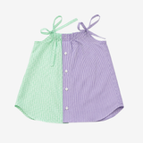 Strap Dress | Green & Lila | 1-2Y