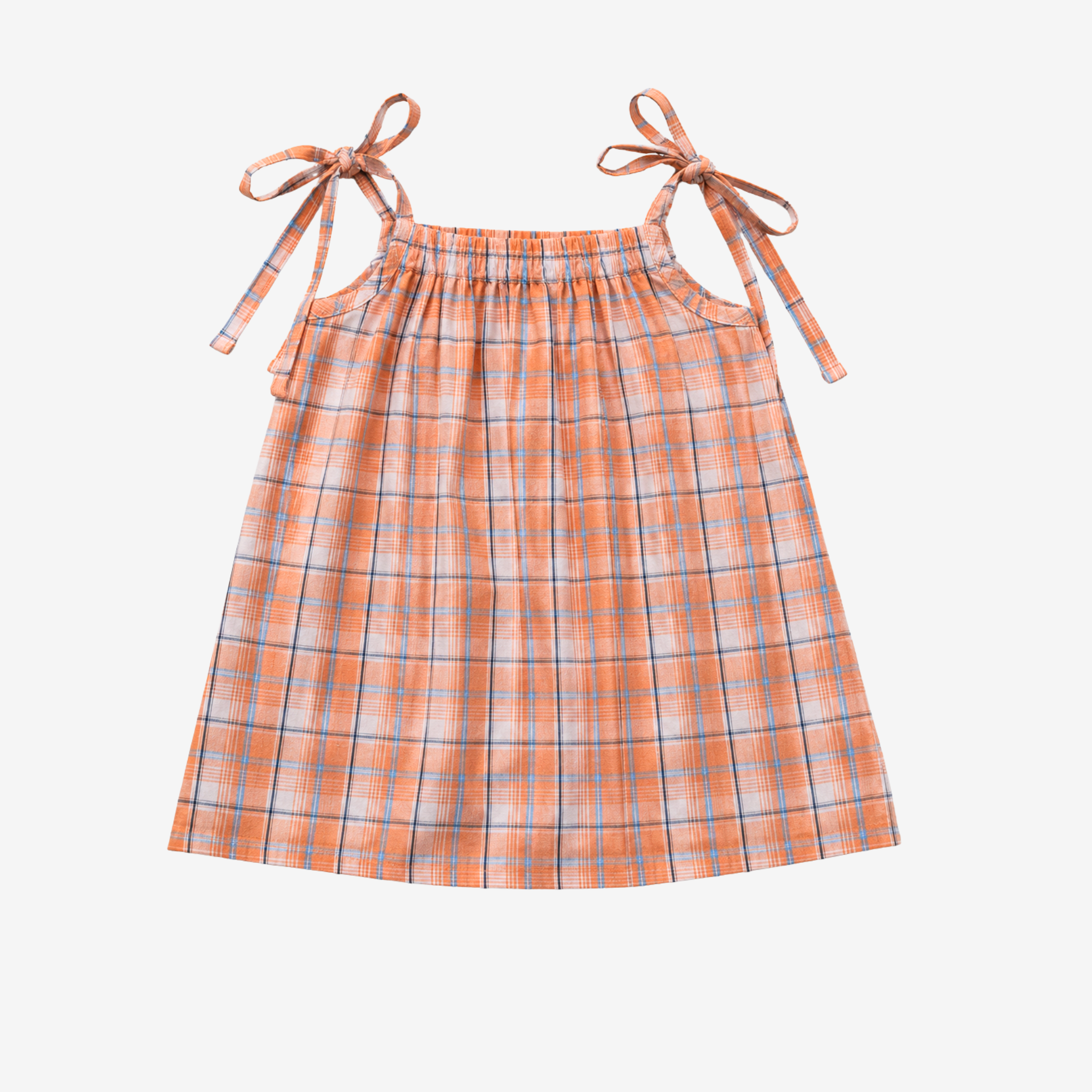 Strap Dress | Orange Checks | 5-6Y