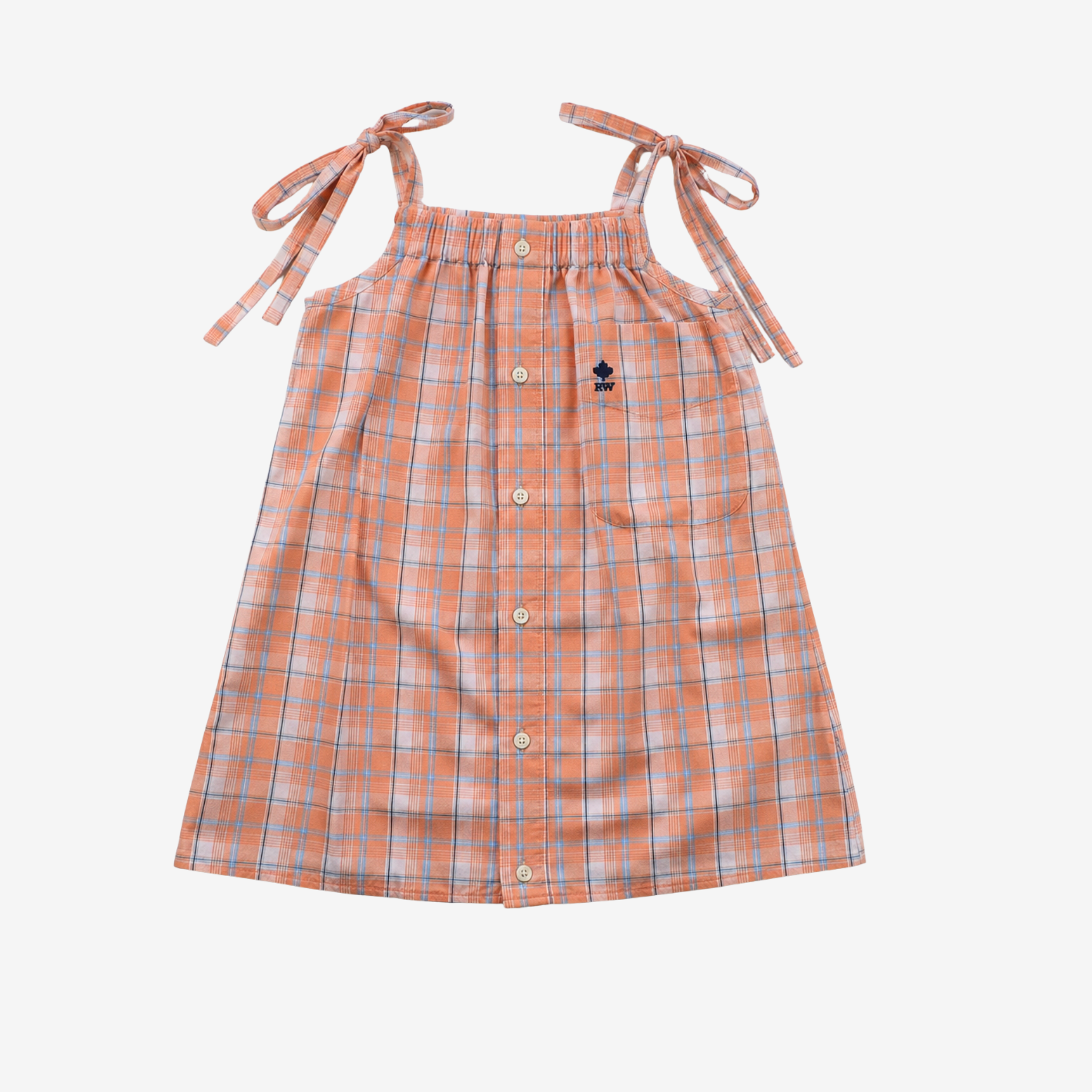 Strap Dress | Orange Checks | 5-6Y