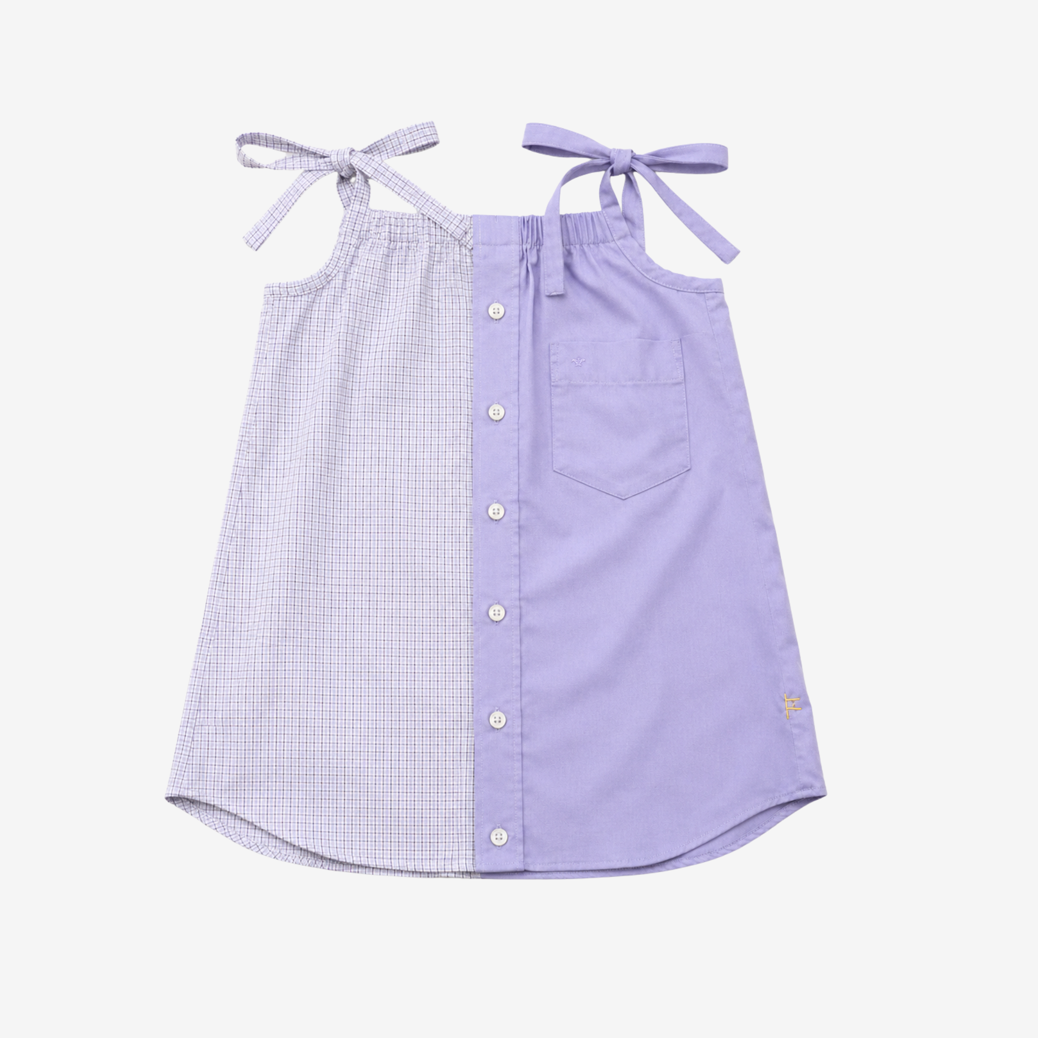 Strap Dress | White & Lila | 5-6Y