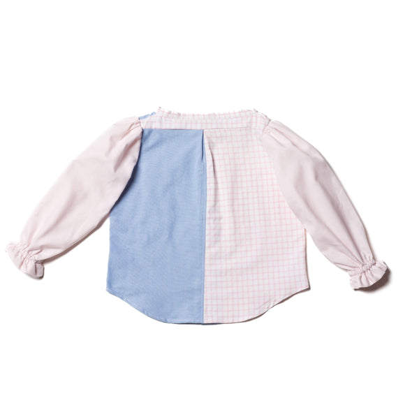 Blouse | Blue & Soft Pink | 1-2Y - Little Boomerang